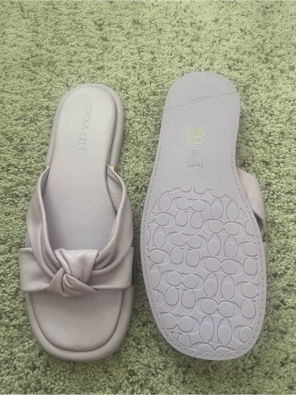 Coach Lavender Knot Leather Slide Sandals - Picture 16 of 16